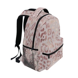 Backpack School Bookbag Travel Bag Leopard Print Cheetah Rose Gold for Girls Boys Teen Medium
