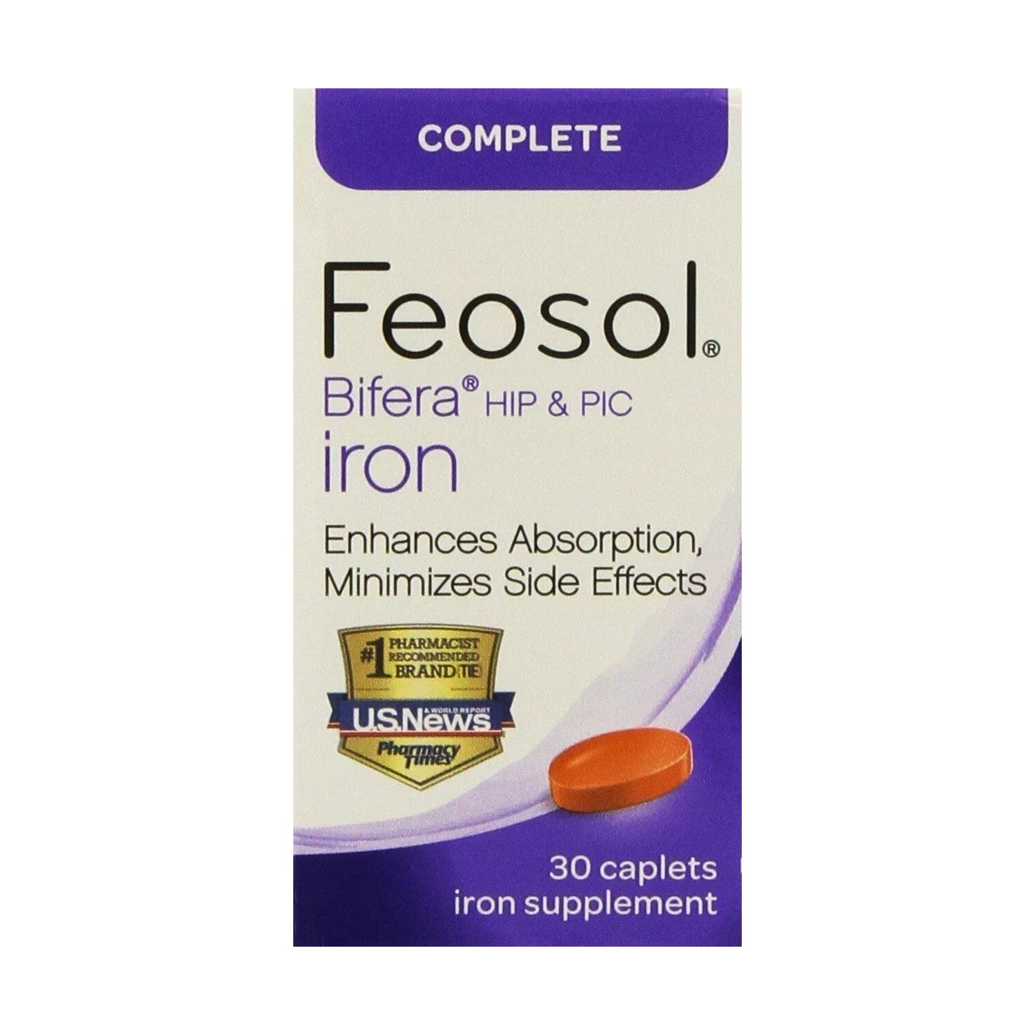 Feosol Bifera Iron Supplement Hip & Pic Dual Iron Formula Caplets 30ct ...
