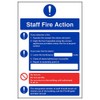 V Safety Staff Fire Action/Do Not Run Sign - 200mm x 300mm - 1mm Rigid Plastic