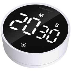PEARL Digital Kitchen Timer with Rotary Wheel, LCD Display & Magnetic Holder (Digital Egg Timer, Digital Kitchen Clock, Gift Box)