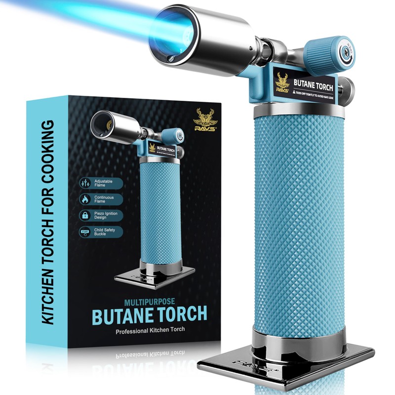 RAVS Butane Torch Lighter, Refillable Kitchen Torch with Adjustable Flame