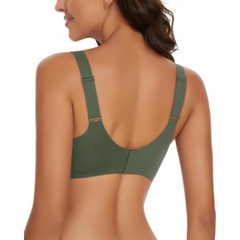 WOWENY Seamless Wirefree Bras for Women No Underwire Padded Push Up Bra Comfortable Soft Bralettes with Support V NeckEveryday Bra Green M