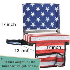 SPORT BEATS Stadium Seats with Back Support Bleacher Chairs with Back and Cushion Thick Padded Bleacher Seats Includes Shoulder Strap