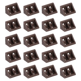 uxcell 20Pcs Plastic Corner Braces, 90 Degree Corner Bracket, Right Angle Corner Support Brace, Shelf Board Holder for Wood Furniture Cabinet Drawer Bookcase, Brown