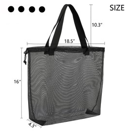 hsmyank Reusable 4Pack Colorful Mesh Beach Tote Bags,Mesh Shopping Bag With Drawstring For Travel,Toys,Gift Or Laundry … … (BLACK4)