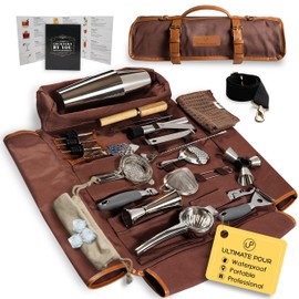ULTIMATE POUR Bartender Kit Travel Bag with Cocktail Shaker Set | Portable Bartending Mixology Bar Set with 18/28 oz Boston Shaker | Pro Bar Tools Perfect for Home, Bar, Parties, Beach, BBQ | 24 Pcs