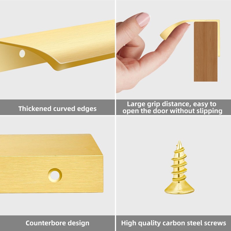 Malimali 10 Pack Gold Edge Finger Pulls for Wardrobe Cabinets