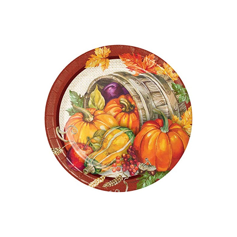 Creative Converting Plentiful Harvest Dessert Plates, 7", Multi-color