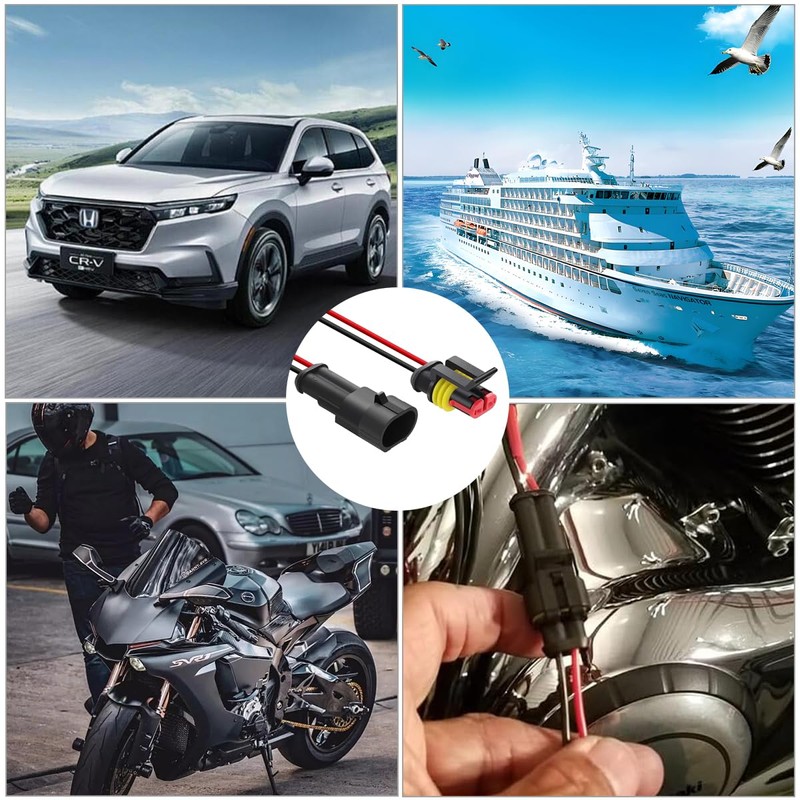 DONGFANGB Car Wire Connector 2 Pin Waterproof Connector 2 Pin