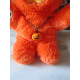 Build-A-Bear Mini Beans Pumpkin Bear 7" Tall-Pumpkin Bell Charm Necklace