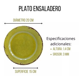 Anforama- Tab & Kit Vajilla Vintage Yel 12 Pzas Para 4 Personas Redonda Melamina