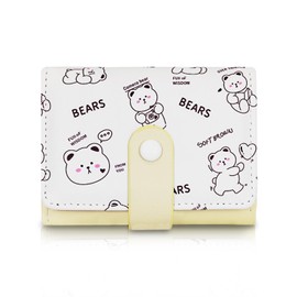 AfitLulu Small Ladies Purse PU Leather Women Wallets with 7 Card Slots and ID Window, Womens Purse Small Wallet Short Cartoon Animal Patterns Card Holder Wallet Trifold for Daily Use (Yellow)