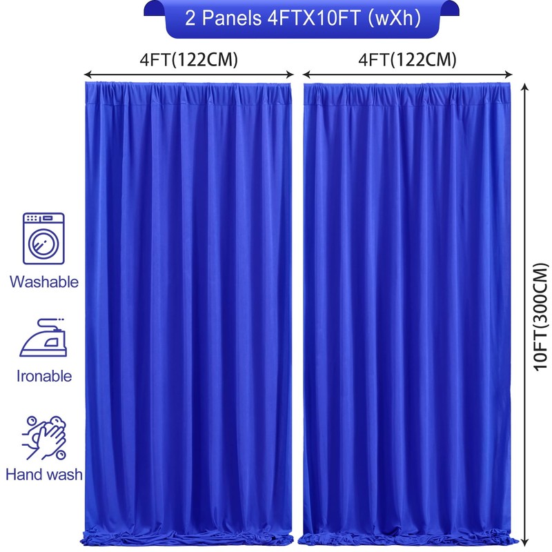 Royal Blue Backdrop Curtain 10x8ft Party Photo Backdrop Drapes 2