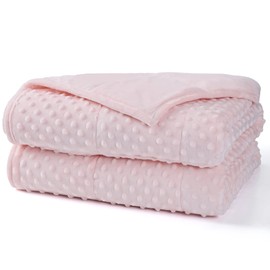Alomidds Weighted Blanket, Luxury Velvet Weighted Blankets for Adults and Kids,Warm and Breathable Soft and Comfort Minky, Cute Heavy Blanket with Premium Glass Beads (36"x48" 5LBS, Pink)