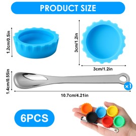 6 Pcs Crested Gecko Food and Water Bowl with 1 Spoon, Reptile Feeding Cups for Lizards, Isopods & Small Pets, Easy-Clean Silicone Set