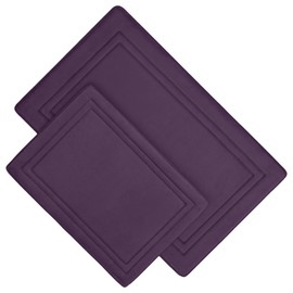 MICRODRY Quick Dry Memory Foam Luxury Framed Bath Mat Rug, 17x24 & 21x34 (Iris, 2-Piece Set)