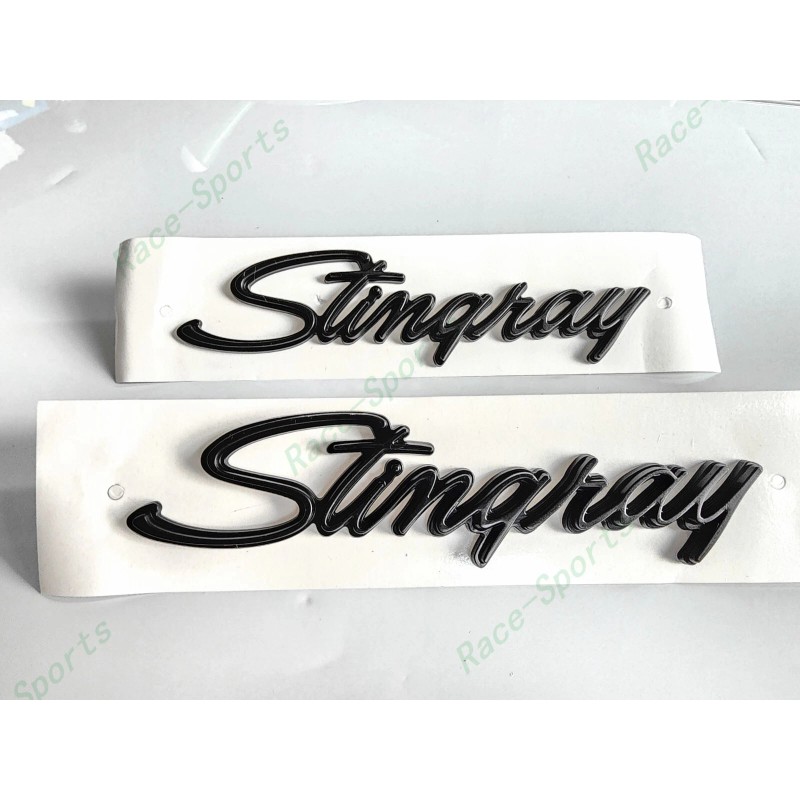 Corvette 2PCS Matte Black Front Fender Stingray Emblems Badges For