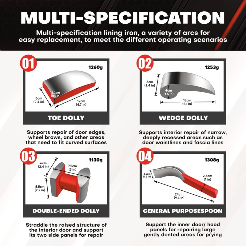 C&T 6 Piece Heavy Auto Body Repair Tool Hammer Dolly
