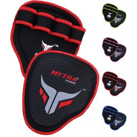 Mytra Fusion Grip Pads Gym Bar Grips hand Grip for Men Women Workout Pair (Black/Red, S/M)