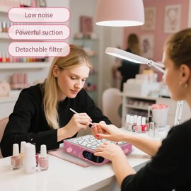 GGAIFbp Nail Dust Collector Vacuum Dust Collector Nail Tech Powerful Nail Fan Vent Dust Collector Extractor Dust Suction Machine with LED Display for Acrylic Nails Polishing,Salon Home Use (Pink)