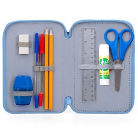 Clondo Triple Filled Pencil Case 44 School Supplies 3 Zip 20cm, Stitch 24, Pencil case