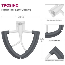TPGSING Flexible Stirrer Accessory for Kitchenaid Stand Stirrer, Flat Stirrer for Kitchenaid Accessories Whisk, Suitable for 4.5-5 Quart Tilting Head Attachment for Kitchenaid Food Processor with