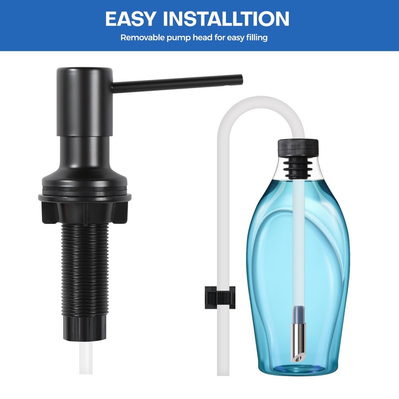 Soap Dispenser for Kitchen Sink, Matte Black Built in Soap