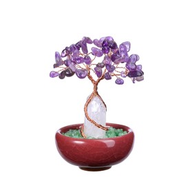 JOVIVI Amethyst Crystal Tree Spiritual Gifts for Wonen Feng Shui Money Tree, Purple Healing Crystals Tree of life Gifts for Home house Decor gifts