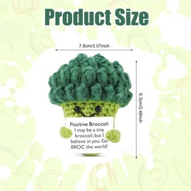 XIHIRCD Positive Broccoli Crochet Broccoli, Cute Positive Knitted Toy with Encouragement Card, Emotional Vegetables, Positive Potato Broccoli for Birthday, Party, Home, Office, Decoration