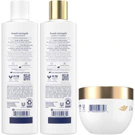 Dove Bond Strength Shampoo & Conditioner Set + Hair Mask Serum Bundle – Bond Repair Treatment for Damaged and Frizzy Hair (3 Piece Set)