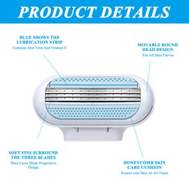 3 Layer Blade Design for Women's Razors 8-Pieces Compatible with Venus Razors for Women Refill Smooth Razor Comfort Edge for Women Shaving Washable Easy to Replace (with Handle)