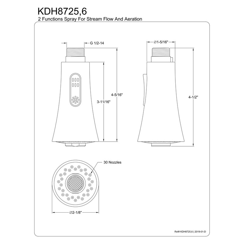 Kingston Brass Gourmetier KDH8726 Pull-Down Kitchen Faucet Sprayer, Naples Bronze