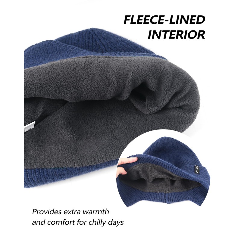 Zylioo S/M/L/XL/XXL Ear Flap Knitted Hat for Large Head, Winter