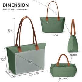 Kalidi Handbag Women's Large Shopper Bag Women's Tote Bag Waterproof Work Bag Shoulder Bag for Work Office Travel Shopping School, Green