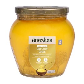 Anveshan A2 Gir Cow Desi Ghee 500ML | Grass-Fed | Pasture-Raised | Traditional Curd-Churned Bilona Method | Ethically Sourced | Farm Fresh | Ayurveda Superfood | Rich Aroma | High Smoke Point