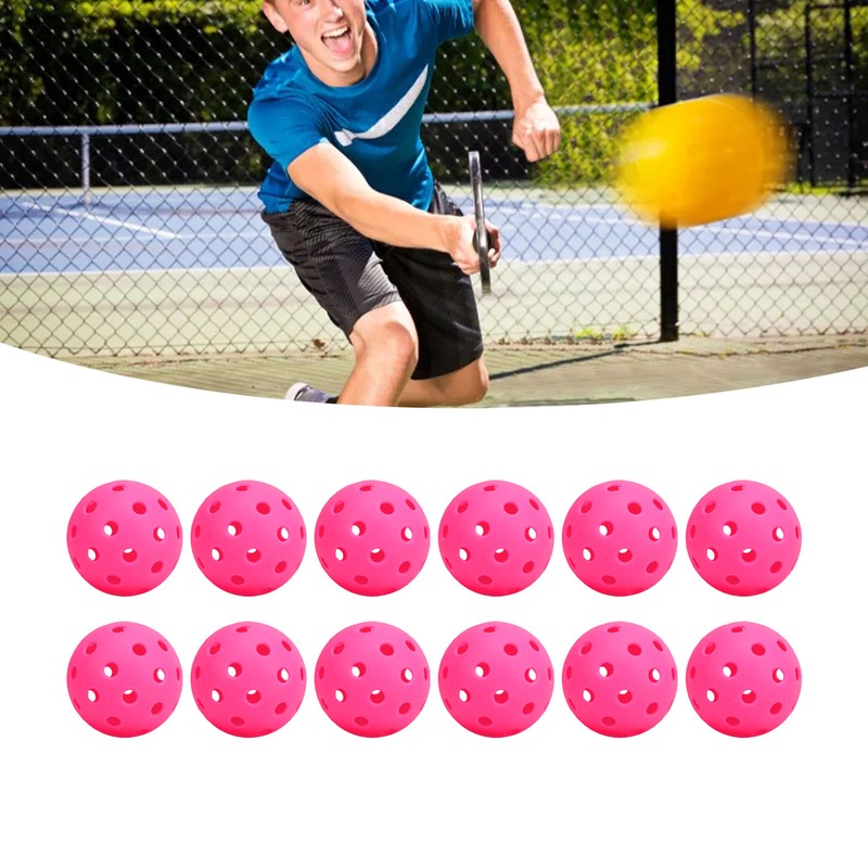 12PCS 74mm 40 Holes Pickleballs PE Plastic High Elasticity Pickleball