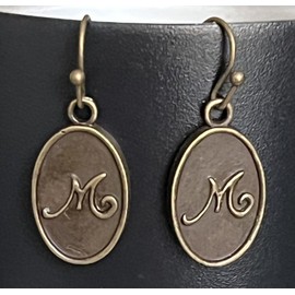 Bronze Dangle Initial M Earrings. Jewelry Earrings for Women #3298FE69