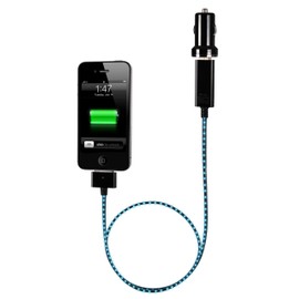 Dexim DCA275-BL Cable Cargador Luminoso para Auto, color azulnegro                                                                                    
