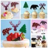 ALISSAR 30-Pack Lumberjack Cupcake Toppers, Buffalo Plaid Baby Bear Tree