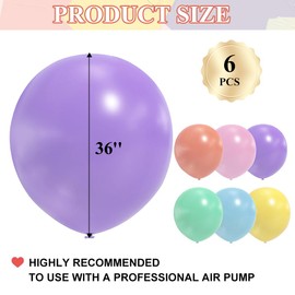 Big Balloons 36 Inch, 6 Pcs Extra Large & Thick Balloons Giant Balloons 36 Inch Macaron Round Balloons for Photo Shoot Birthday Wedding Party Festival Carnival Decorations
