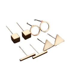 Simple Flat Back Stud Earrings for Women Simple Tiny Circle Triangle Square Bar Stud Earrings Minimalist Cartilage Tragus Earring Jewelry Gifts for Women Men - Gold