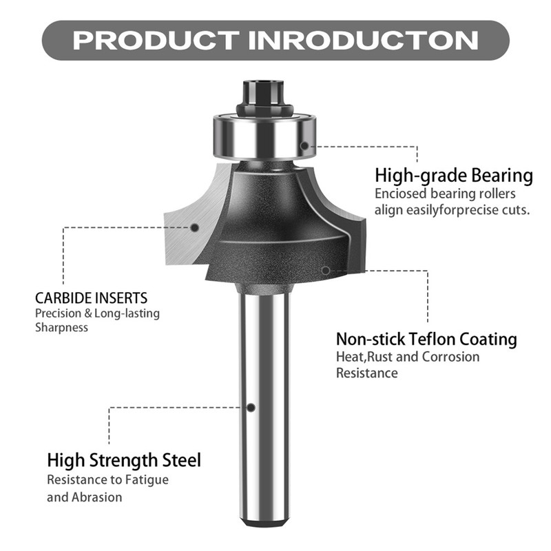 5Pcs Tungsten Steel Alloy Router Bits Set Trimming Straight Milling