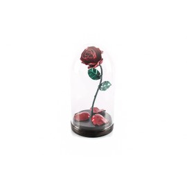 Forging Art Bcn Hand Forged Enchanted Rose in Beauty and the Beast Glass Dome (Red/Green)