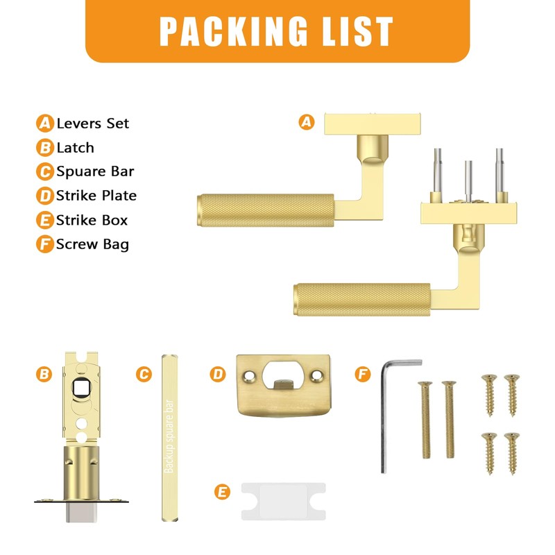 Amerdeco 3 Pack Brushed Gold Passage Door Handles,Heavy Duty Non-Locking