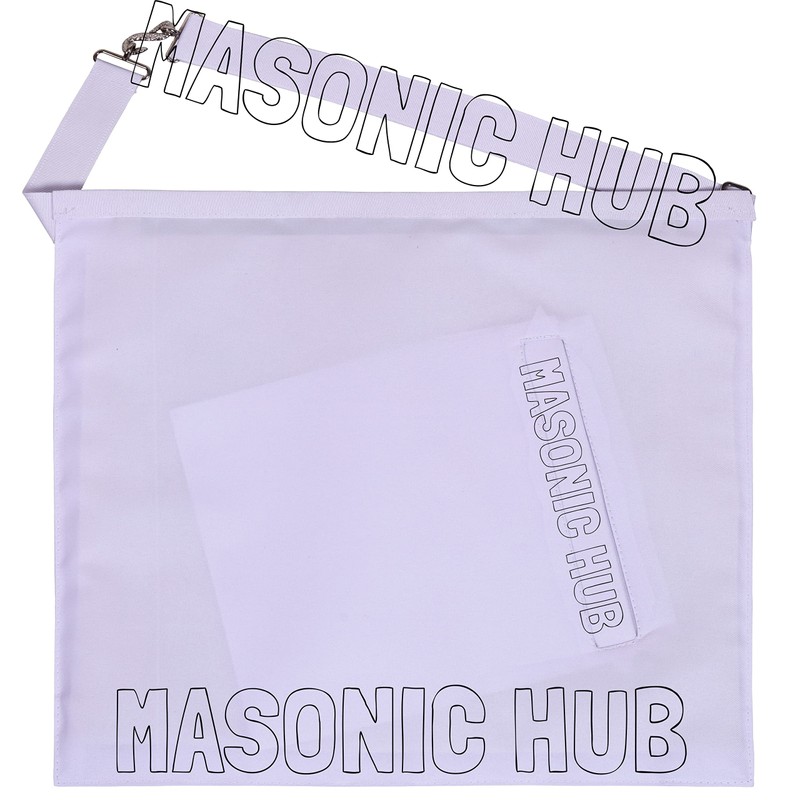 MasonicHub Past Master Mason white Apron Hand Embroidered with Square