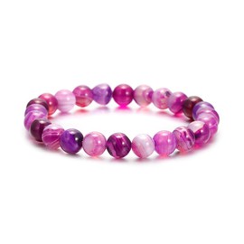 COLORFUL BLING 8mm Natural Gemstone Bead Bracelet for Women Men Healing Crystal Bracelet Energy Quartz Elastic Bracelet Christmas Birthday Gift-Amethyst