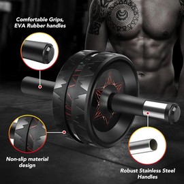 AB Roller Wheel - Ab Roller for Abdominal Workout and Core Strength Training, Portable Ab Wheel Roller Exercise for Men Women Fitness Lover, No Noise Ab Wheels with Thick Knee Pad for Home Gym Travel