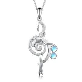 Ballerina Necklace 925 Sterling Silver Music Ballet Necklace Music Dance Jewelry Gifts for Women Girls Music Lover