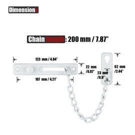 JQK Door Chain Lock White, Stainless Steel Door Guard with Spring Anti-Theft Press Lock, Matte White, HDC100-WH