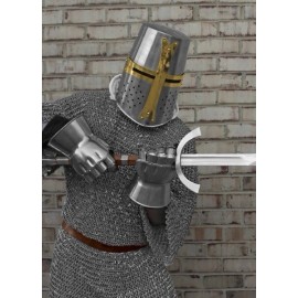 Tattva Tactical Full Size Brass Crusader Barrel Helm Full Size Helmet Medieval Knights Templar